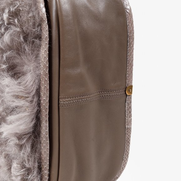 Nina Ricci Taupe Fur Watersnake Bracelet PM Shoulder Bag - Picture 6 of 12